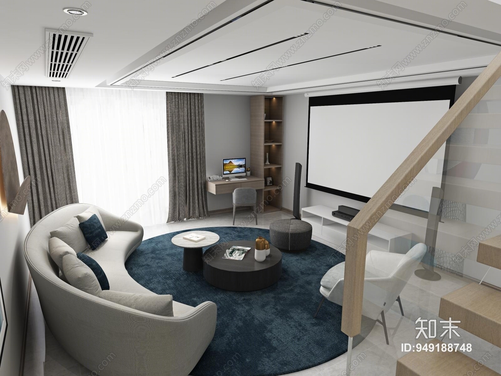 现代单身公寓3D模型下载【ID:949188748】
