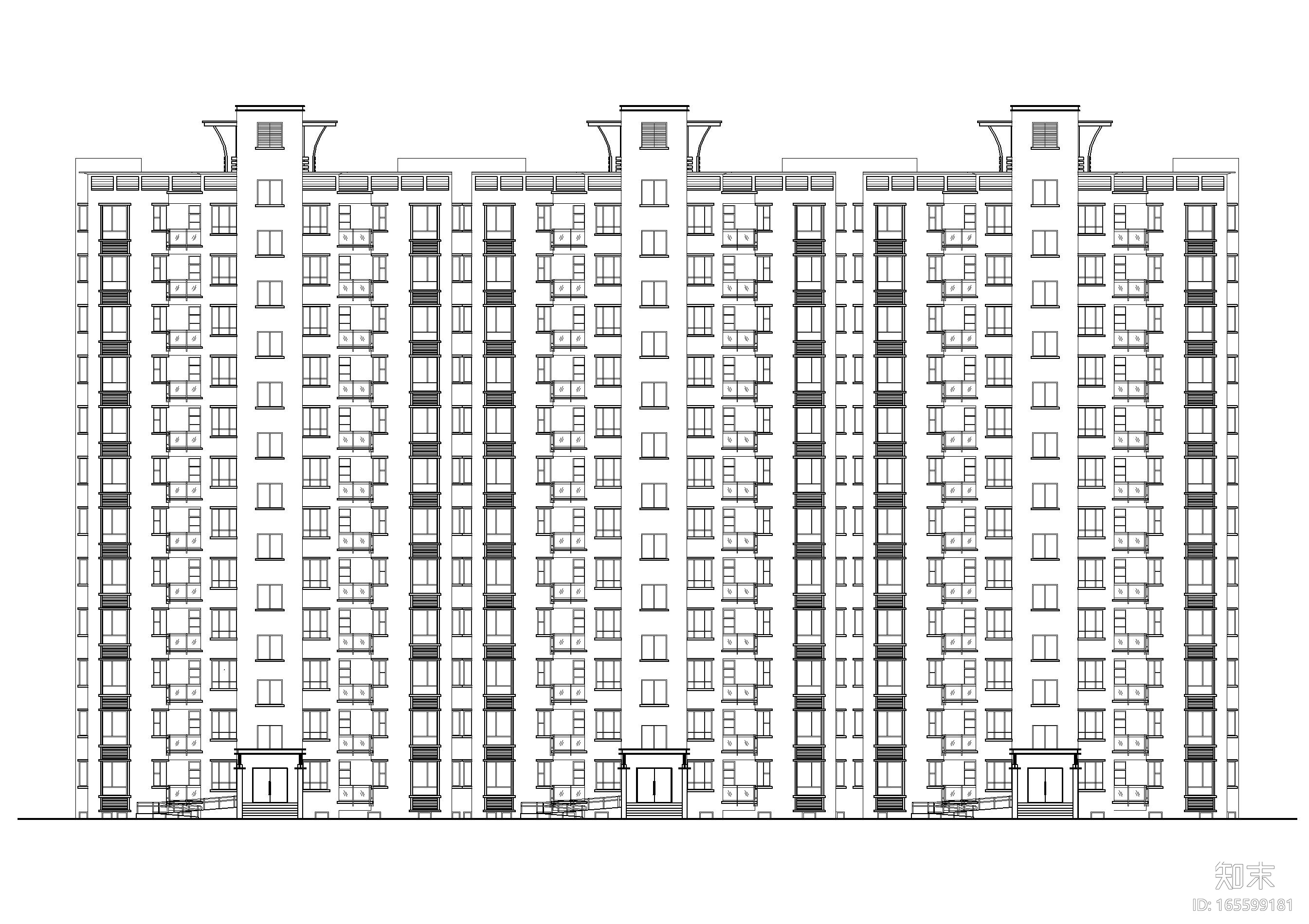 某板式十二层小高层住宅楼建筑施工图施工图下载【ID:165599181】