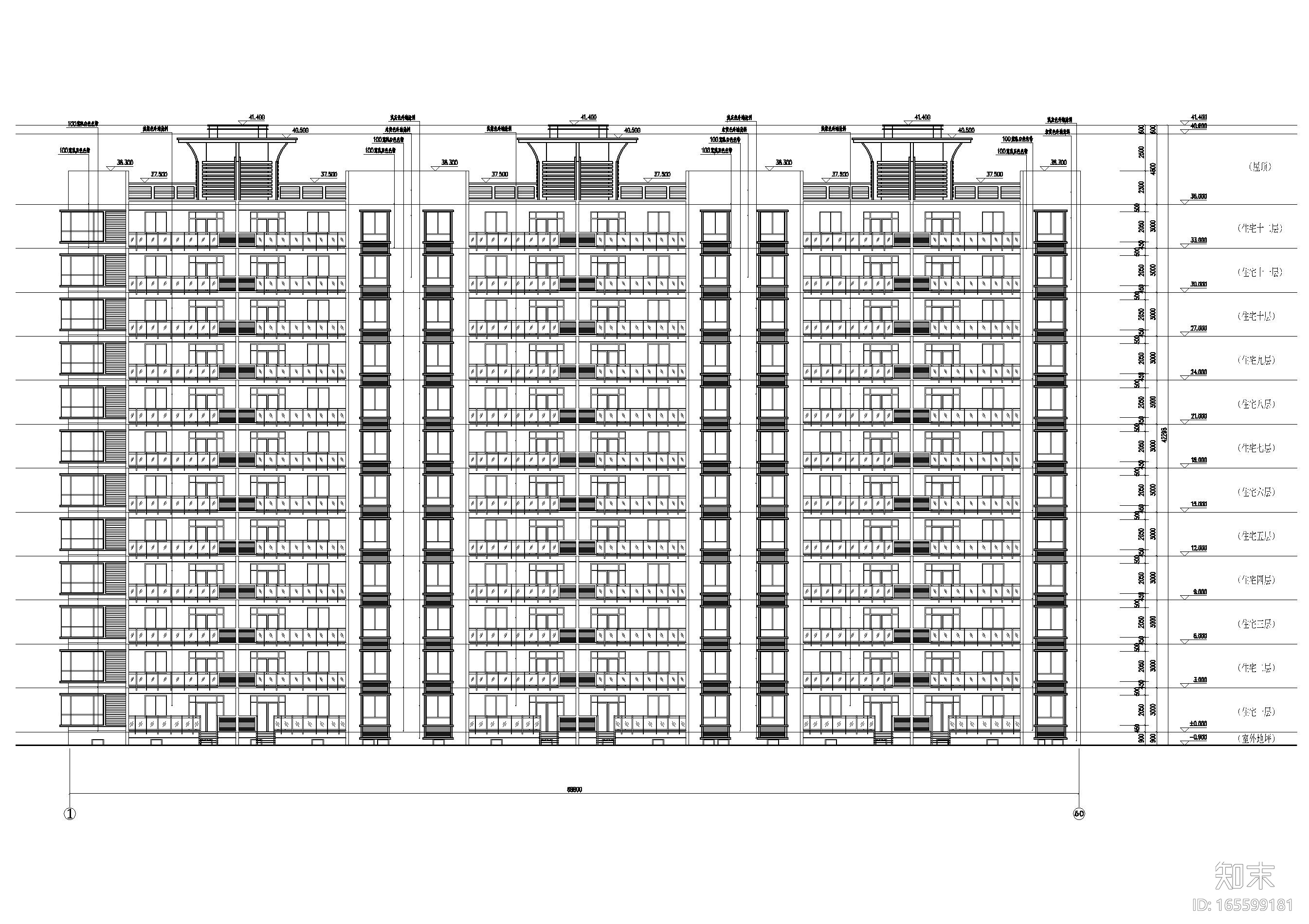 某板式十二层小高层住宅楼建筑施工图施工图下载【ID:165599181】