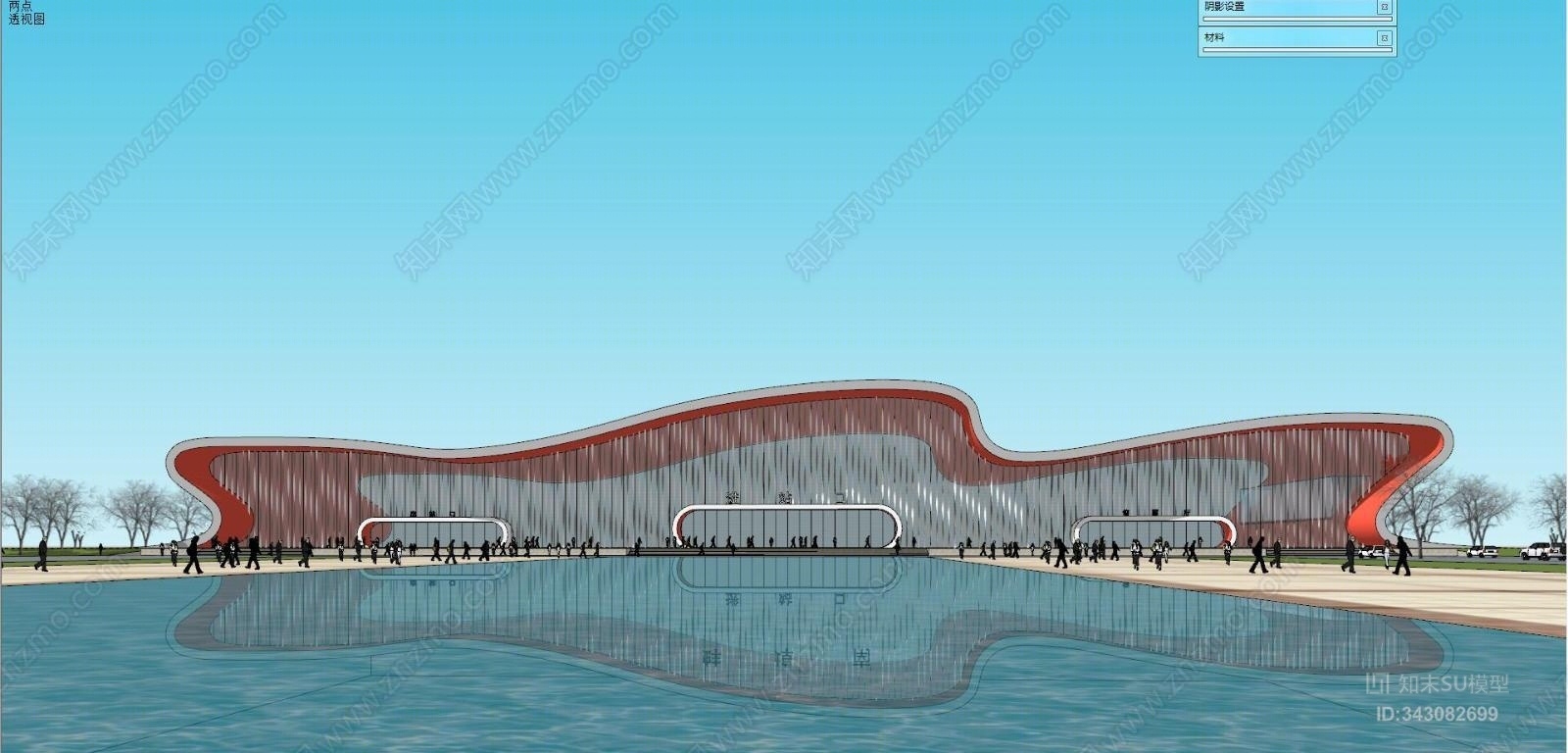 现代火车站建筑SU模型下载【ID:343082699】