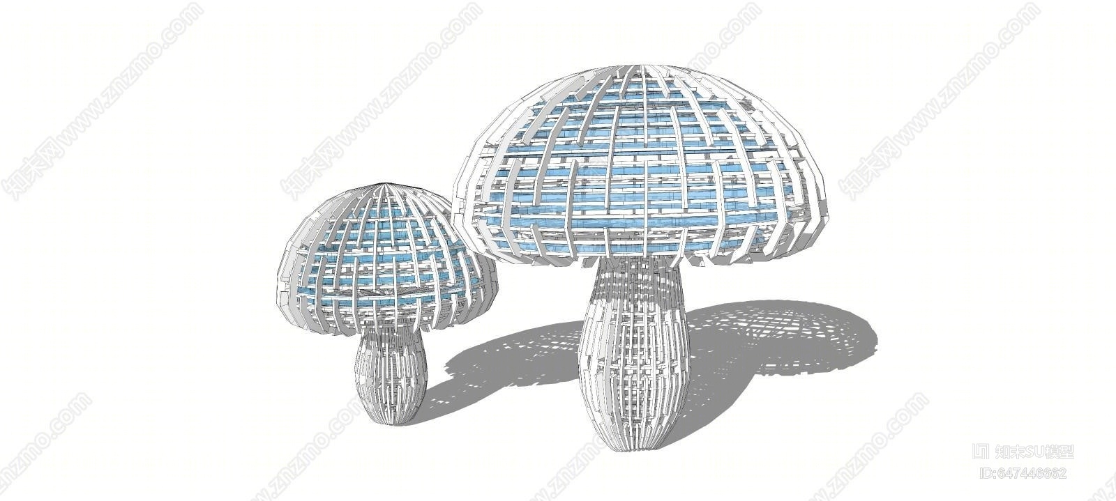 现代蘑菇镂空雕塑小品SU模型下载【ID:647446662】