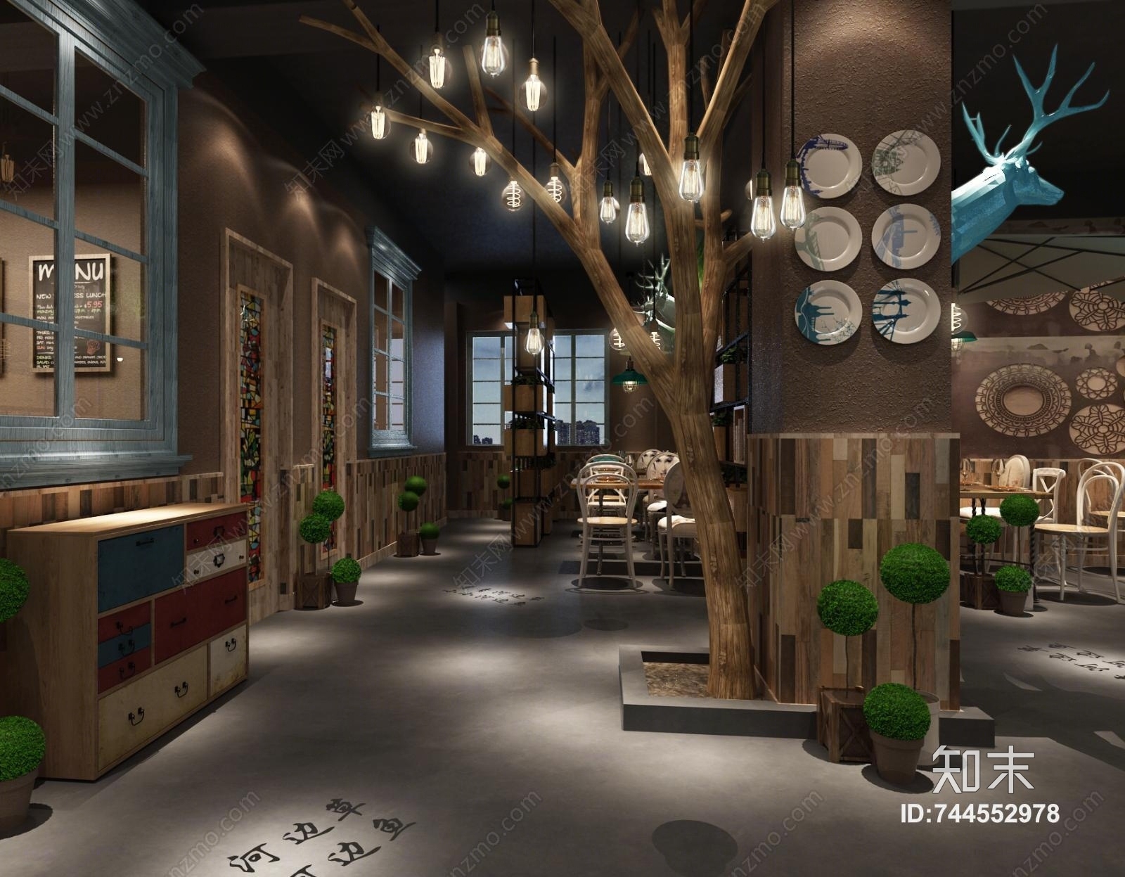 工业风茶餐厅3D模型下载【ID:744552978】