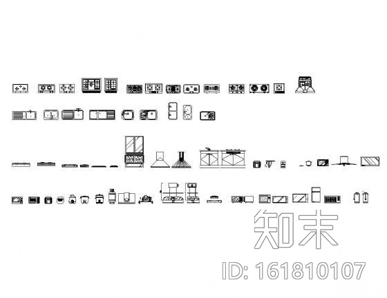 厨房空间图块cad施工图下载【ID:161810107】