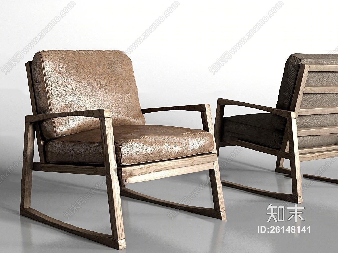 北欧休闲皮革单椅3D模型下载【ID:26148141】