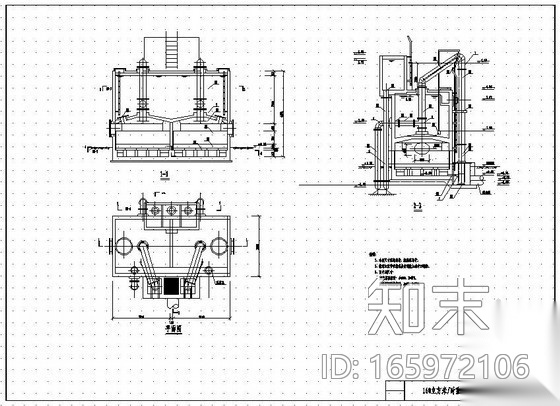 160立方米/时重力式无阀滤池cad施工图下载【ID:165972106】