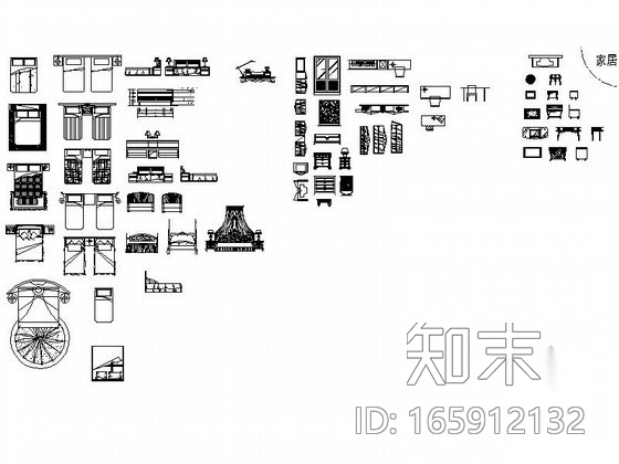 全套工装室内图块CAD图块下载cad施工图下载【ID:165912132】