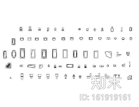 卫浴图块集cad施工图下载【ID:161919161】