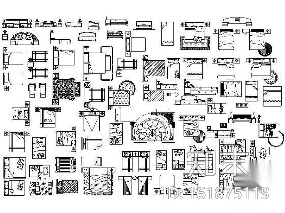 卧室床图块集cad施工图下载【ID:161875119】