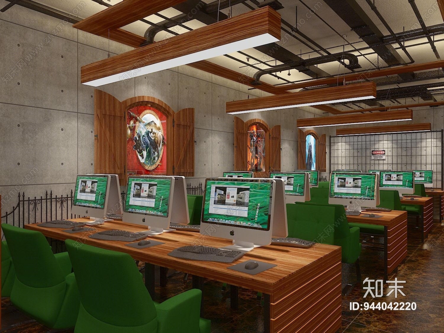 工业风网吧网咖3D模型下载【ID:944042220】