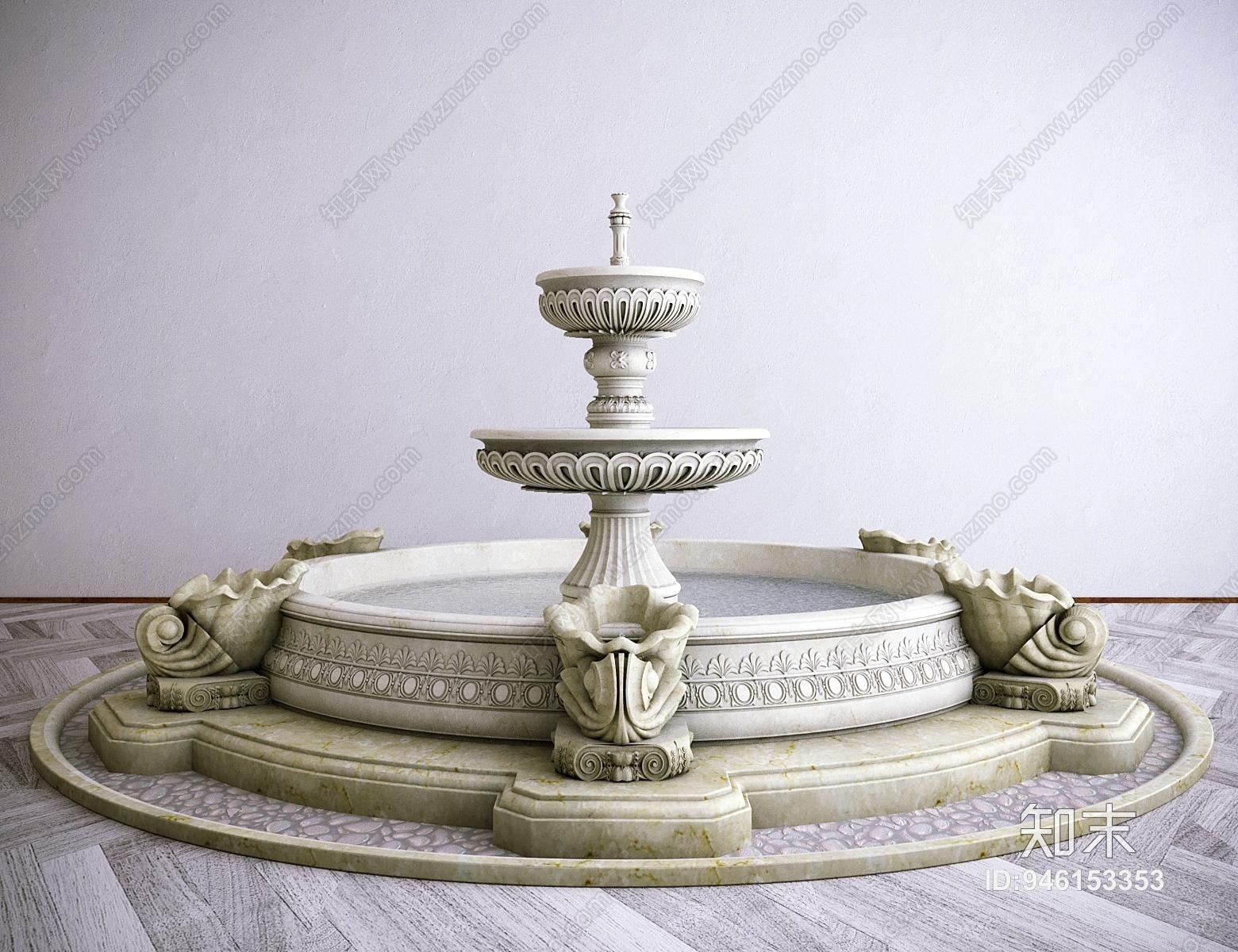 欧式古典喷水池3D模型下载【ID:946153353】