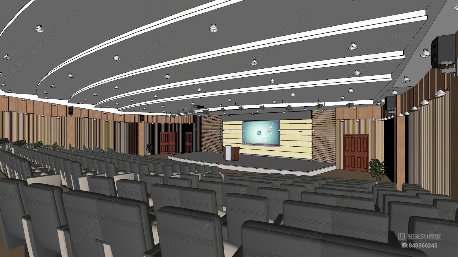 现代风格报告厅SU模型下载【ID:849366245】