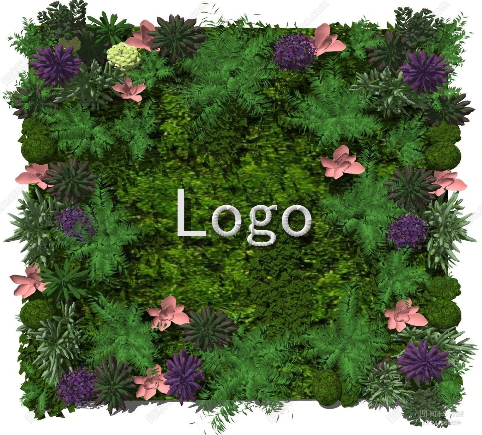 现代植物背景墙SU模型下载【ID:244469260】