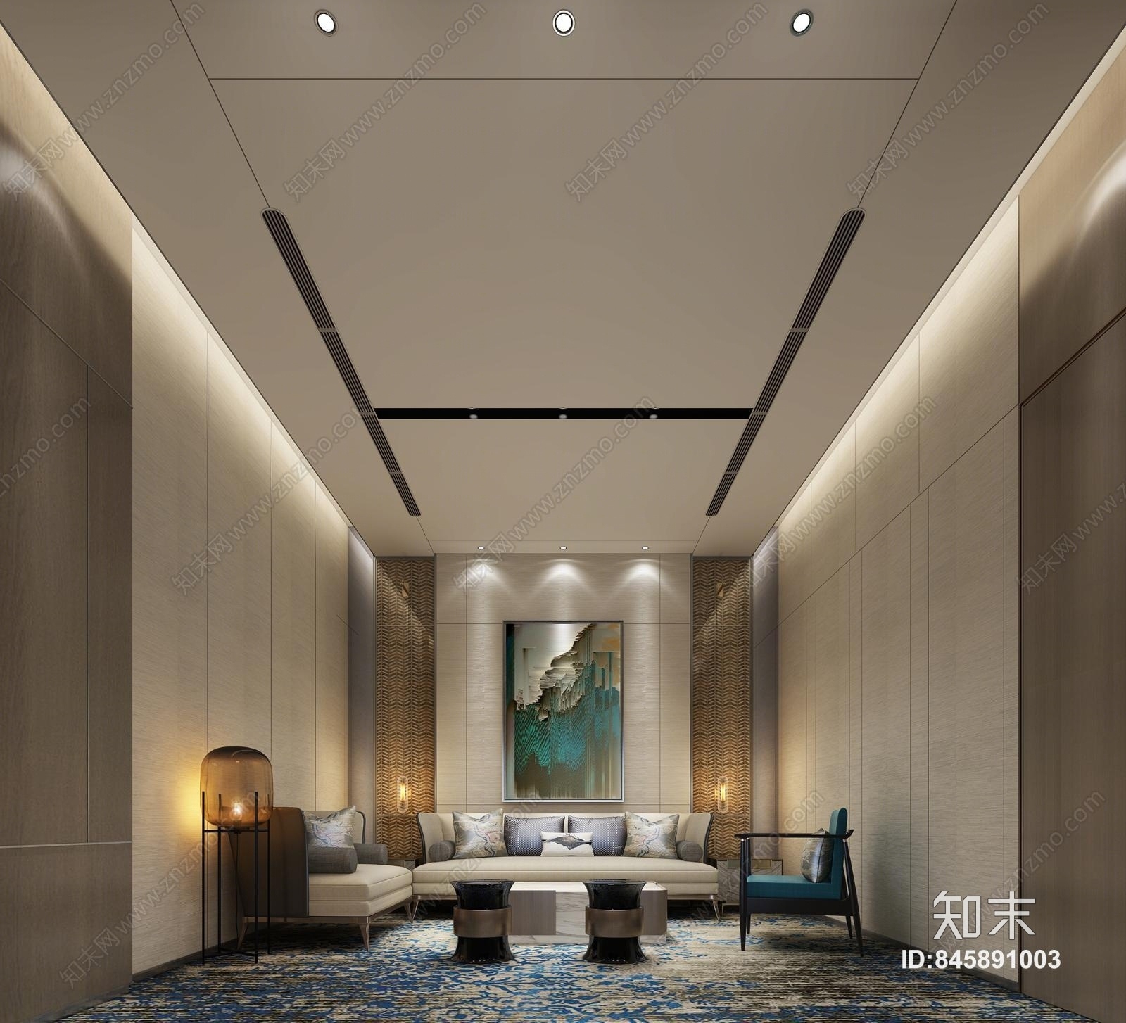 新中式vip接待室3D模型下载【ID:845891003】