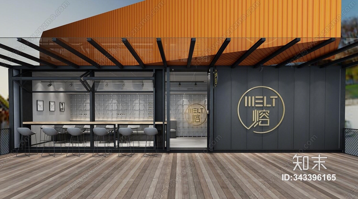 工业风奶茶店3D模型下载【ID:343396165】