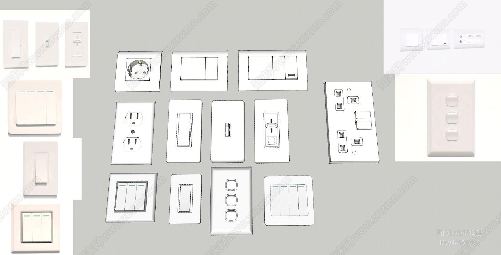 现代电灯开关SU模型下载【ID:944151633】