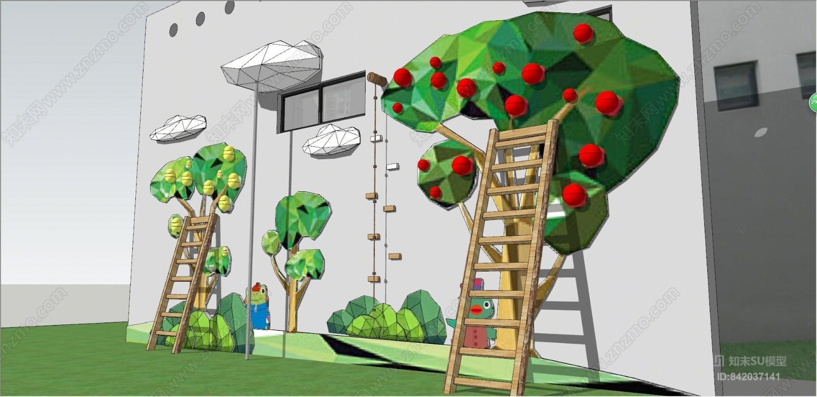 幼儿园采摘攀爬玩具设施SU模型下载【ID:842037141】