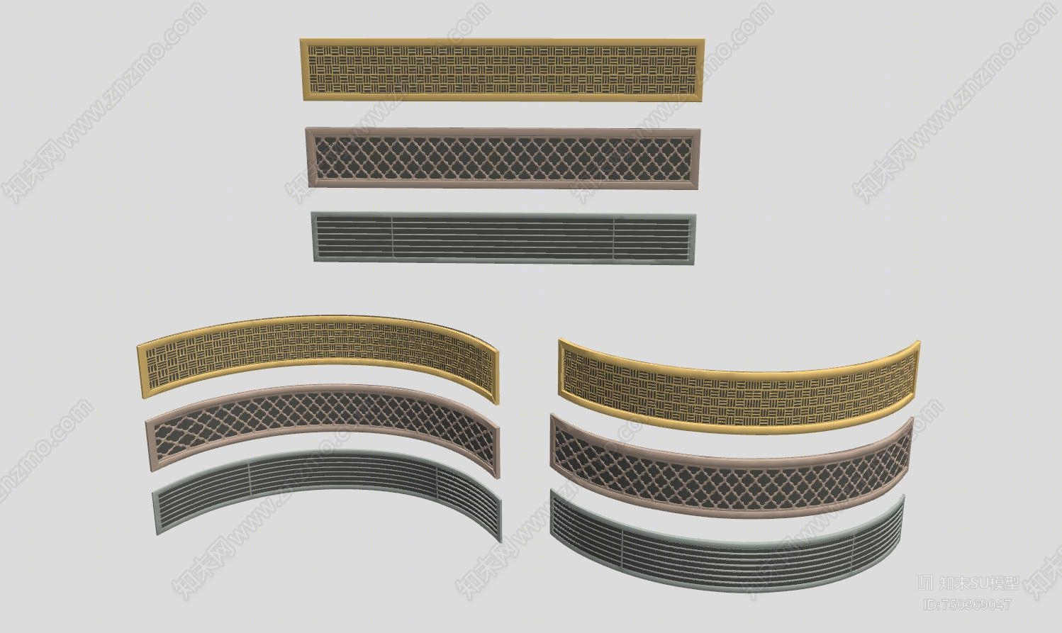 现代风格弧形空调风口SU模型下载【ID:750369047】