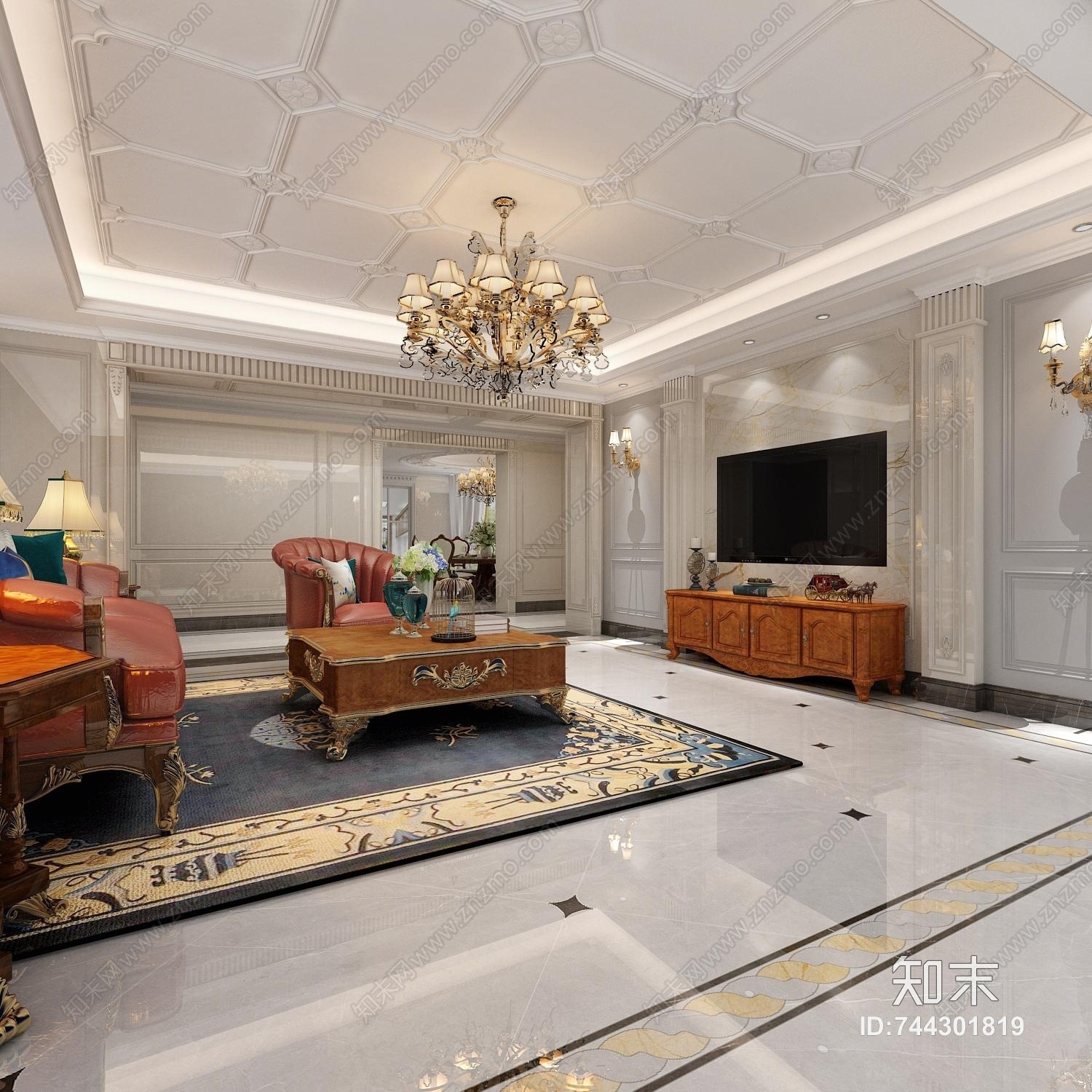 欧式古典欧式家装模型3D模型下载【ID:744301819】
