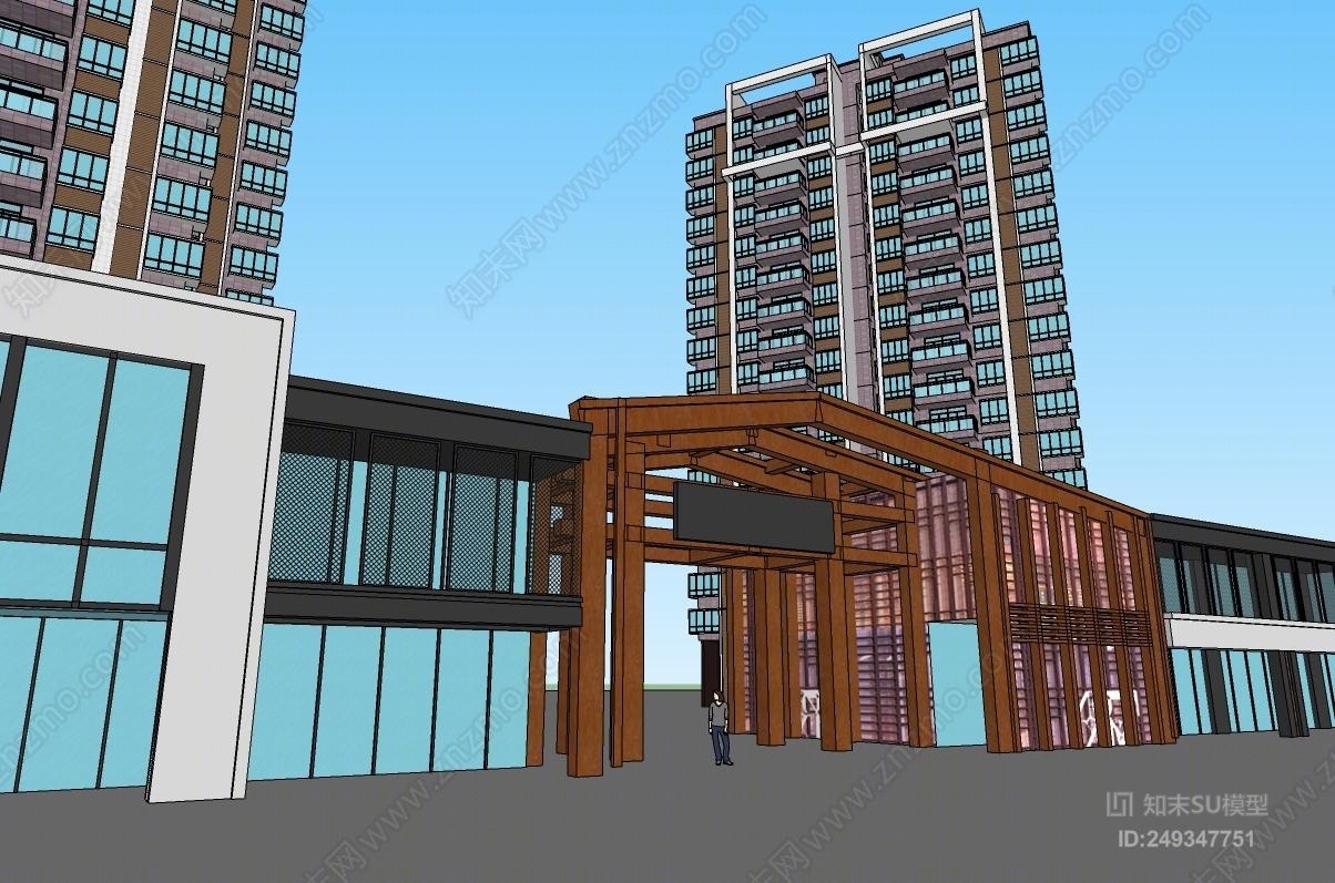 工业风格高层住宅SU模型下载【ID:249347751】