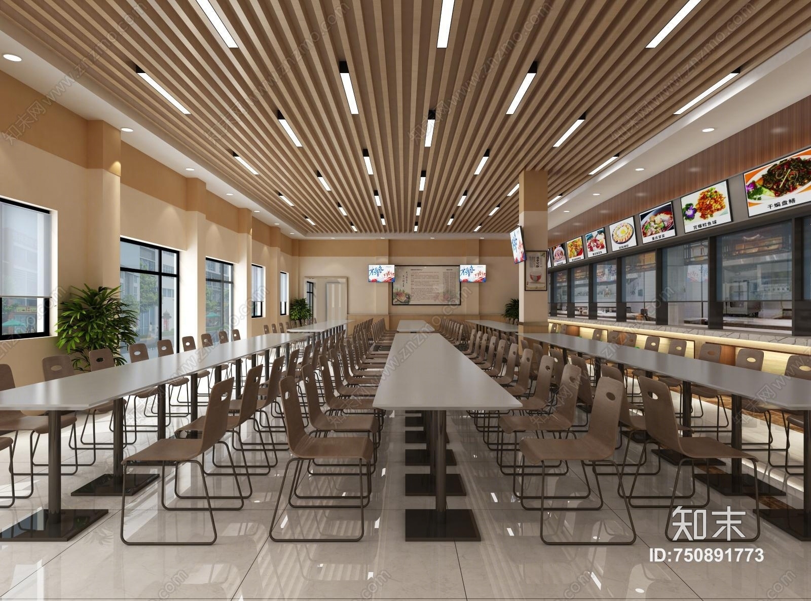 现代大学食堂3D模型下载【ID:750891773】