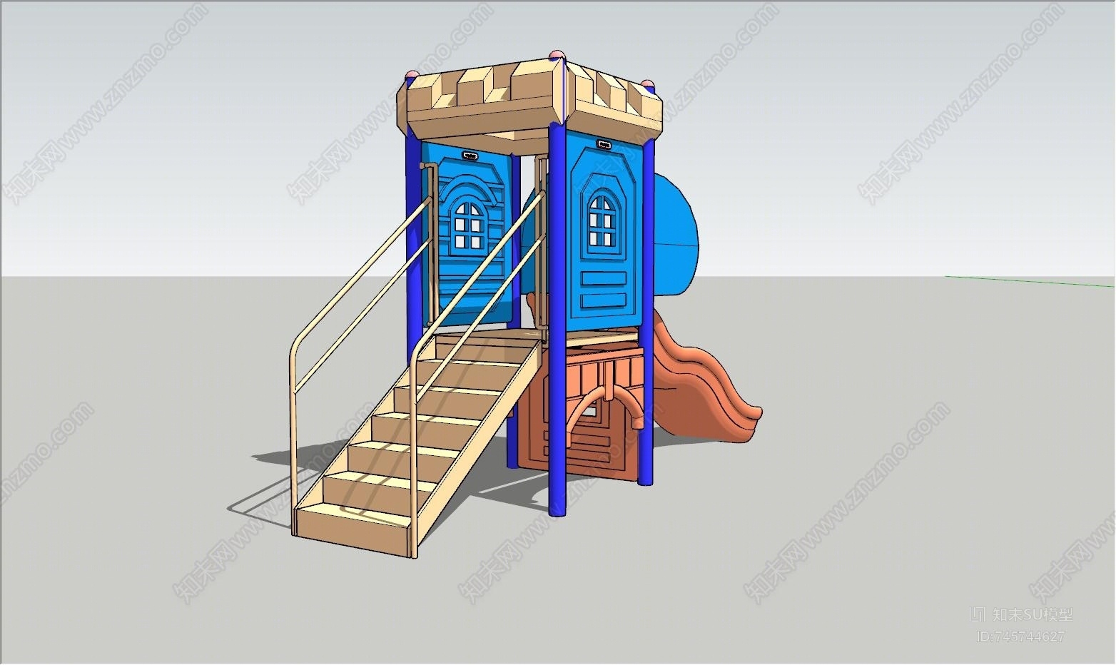 现代儿童游乐设施SU模型下载【ID:745744627】