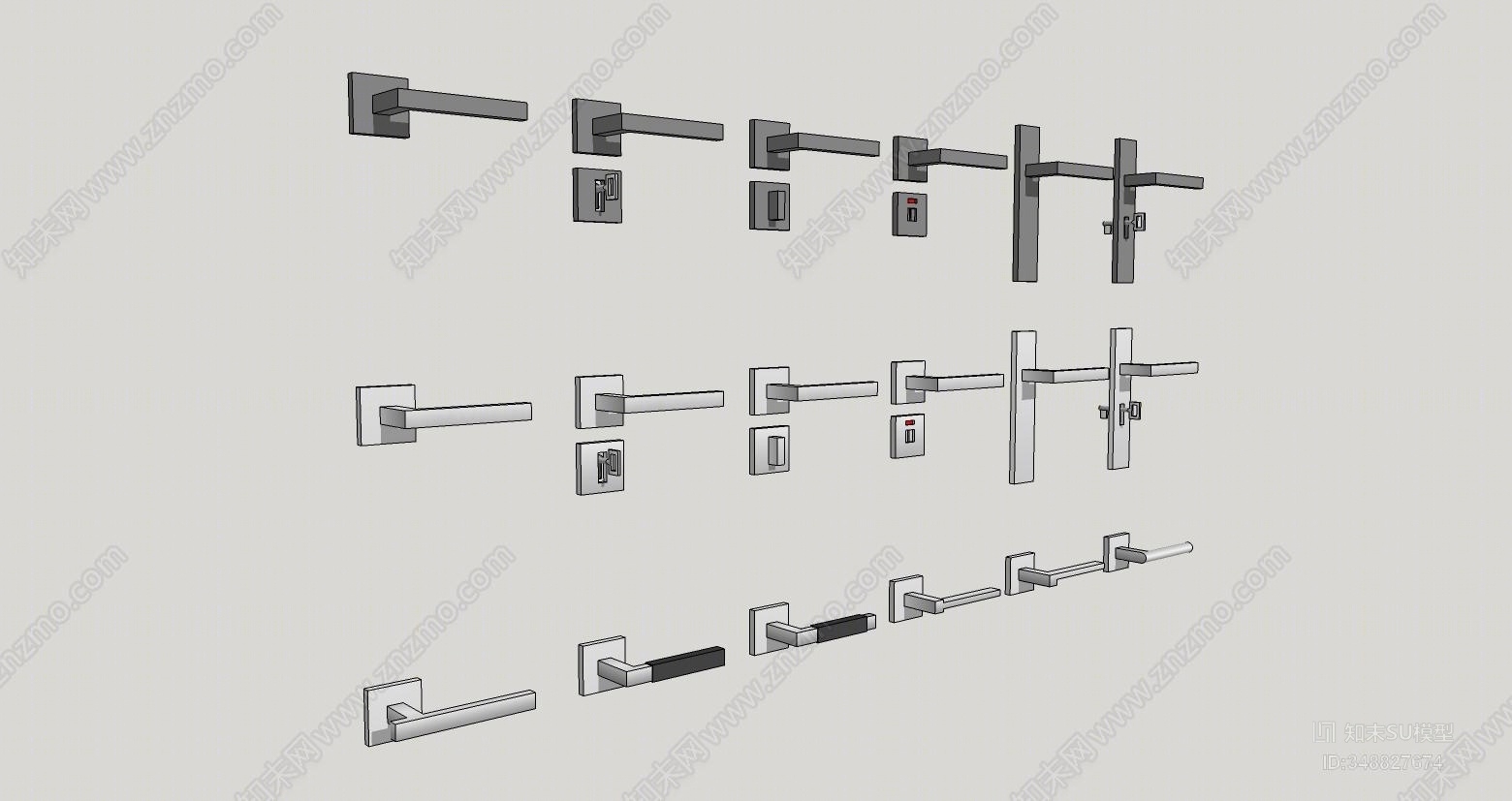 现代风格门锁SU模型下载【ID:348827674】
