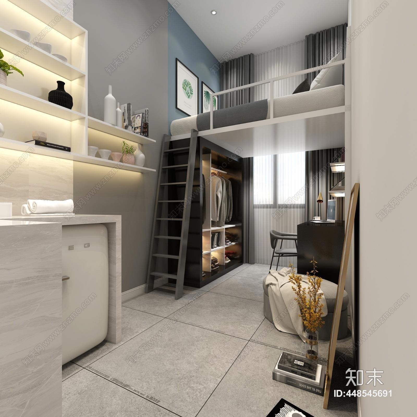 现代单身公寓3D模型下载【ID:448545691】