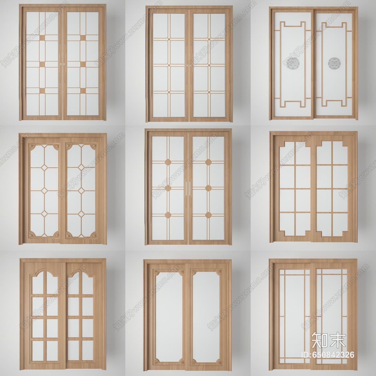 现代厨房阳台玻璃门组合3D模型下载【ID:650842326】