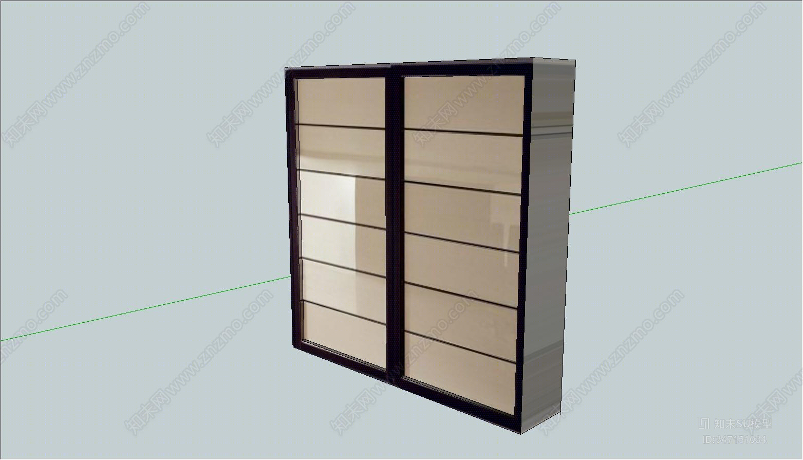 中式推拉衣柜SU模型下载【ID:347151034】