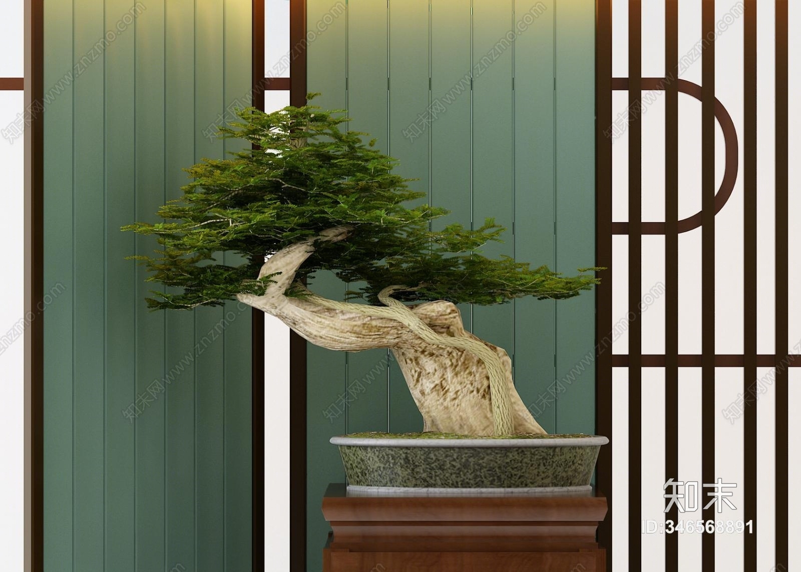 新中式盆景3D模型下载【ID:346568891】