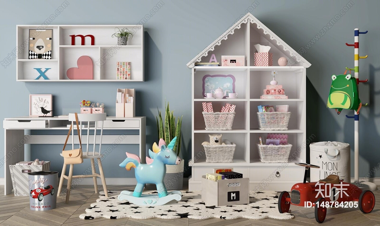 儿童书柜3D模型下载【ID:148784205】