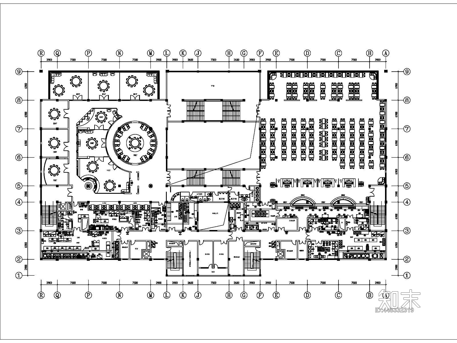 大学餐厅全套装修图cad施工图下载【ID:448332319】