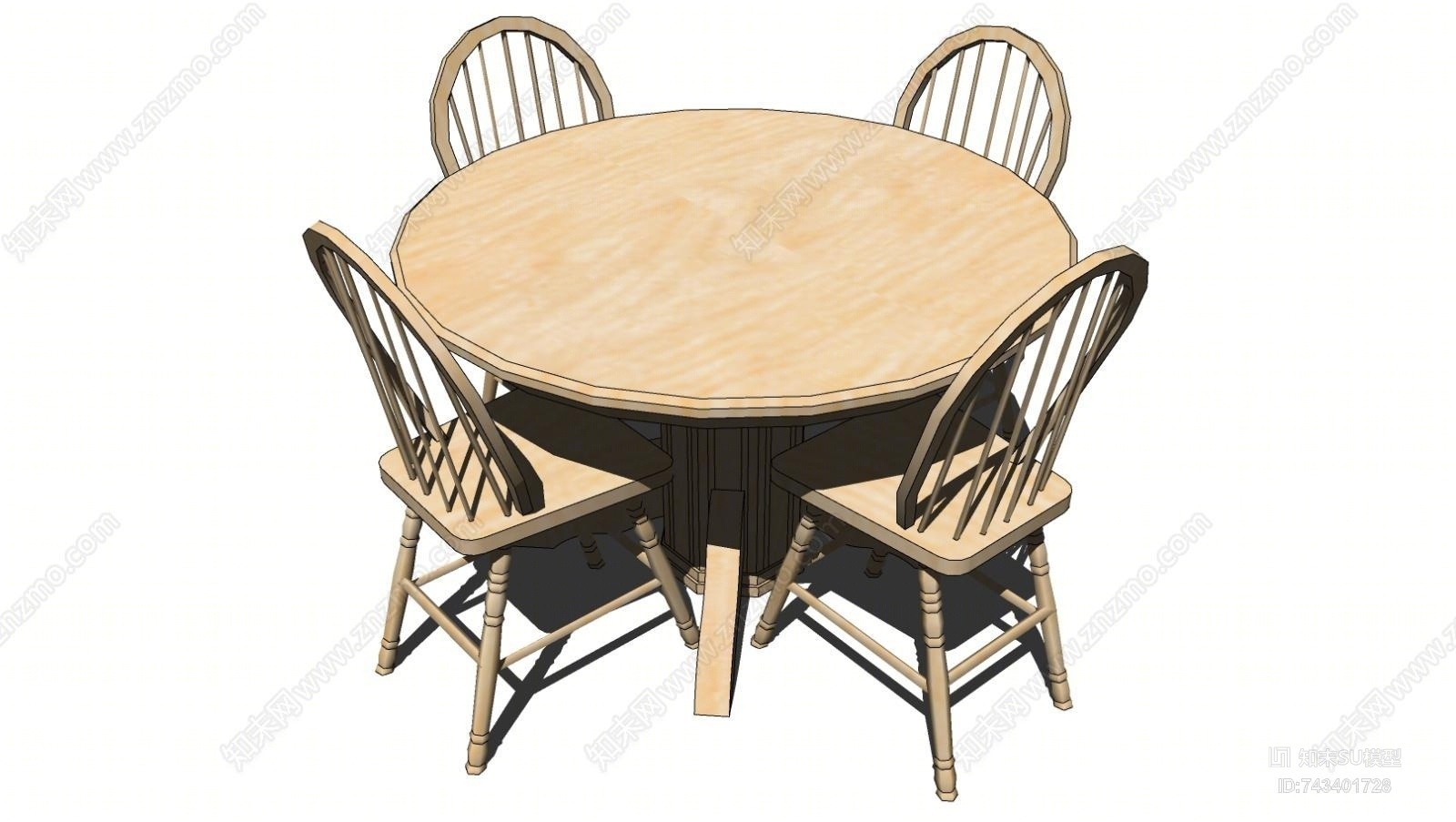 现代风格圆形餐桌SU模型下载【ID:743401728】