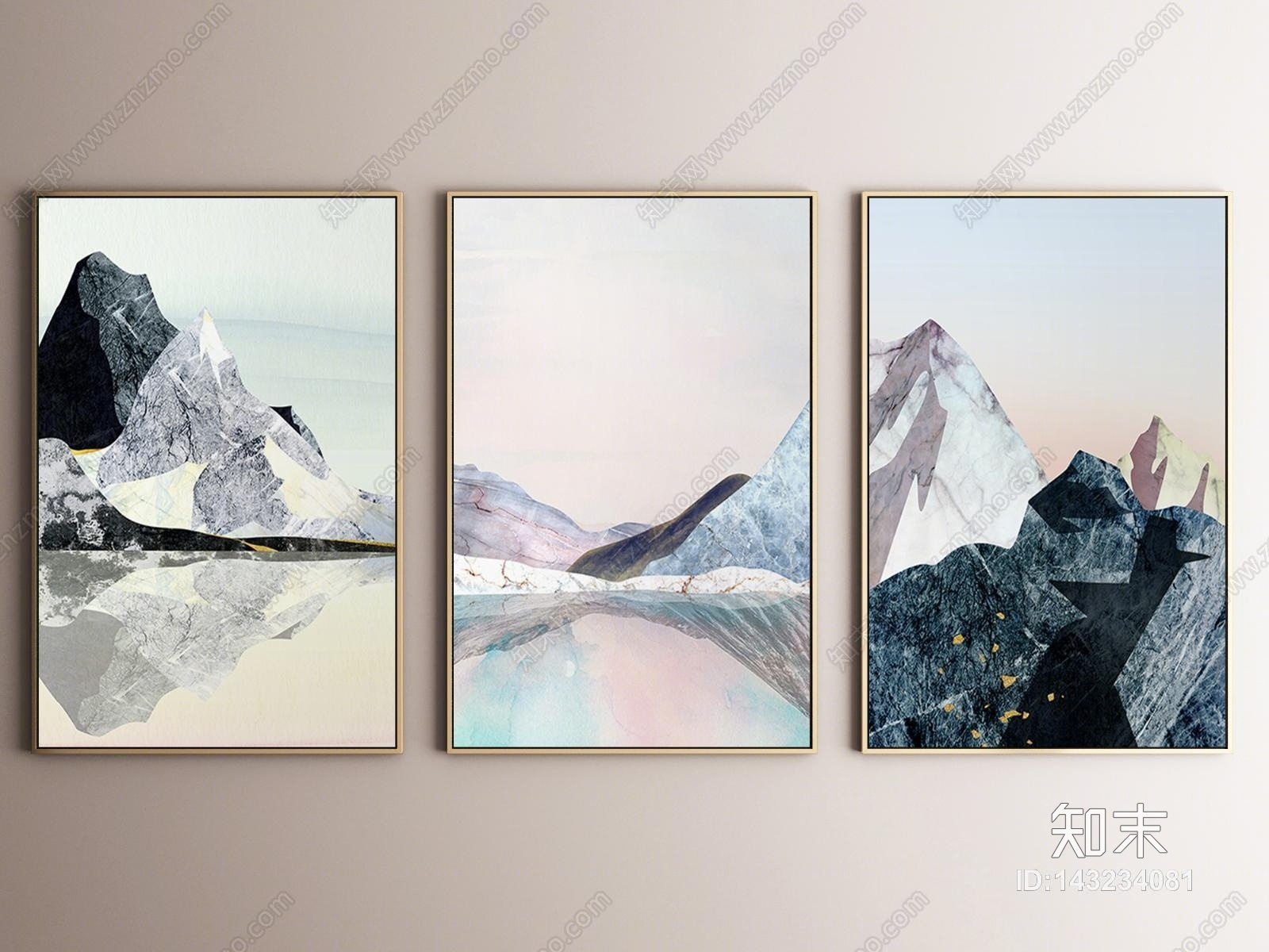 北欧客厅装饰画3D模型下载【ID:143234081】