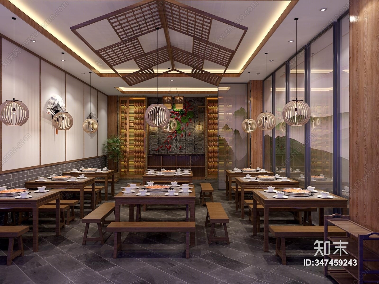 火锅店3D模型精品下载_3dmax模型_知末网