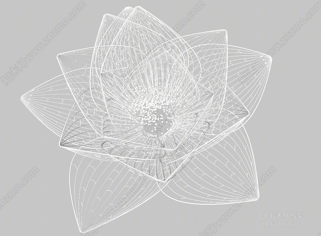 镂空花朵雕塑SU模型下载【ID:642012686】