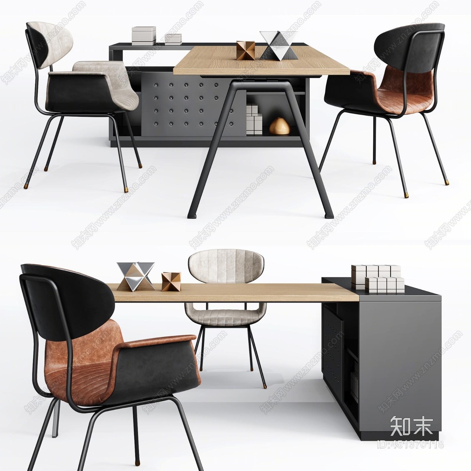 现代办公桌椅3D模型下载【ID:451370118】
