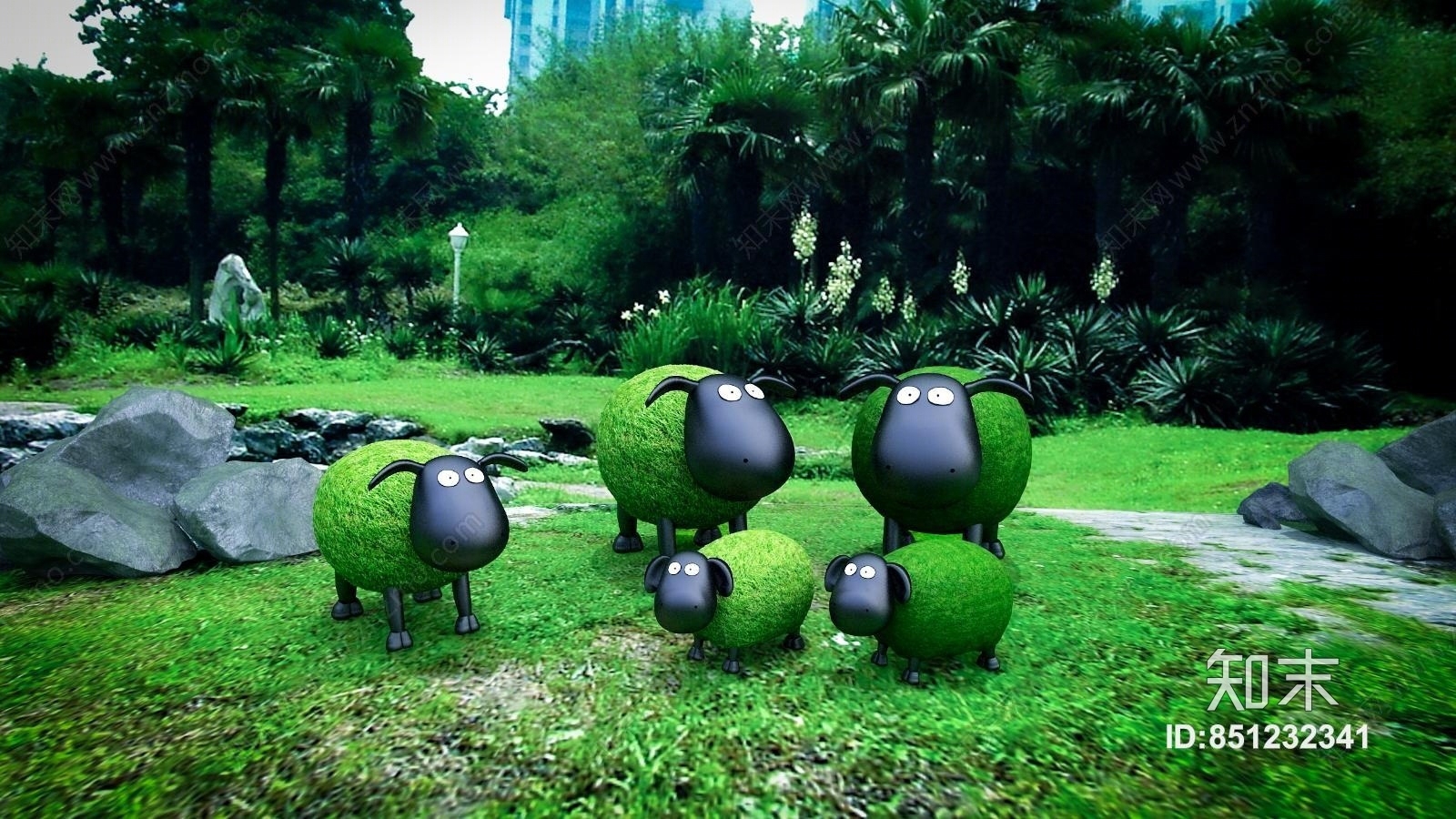 现代园林景观小品3d模型下载【id:851232341】