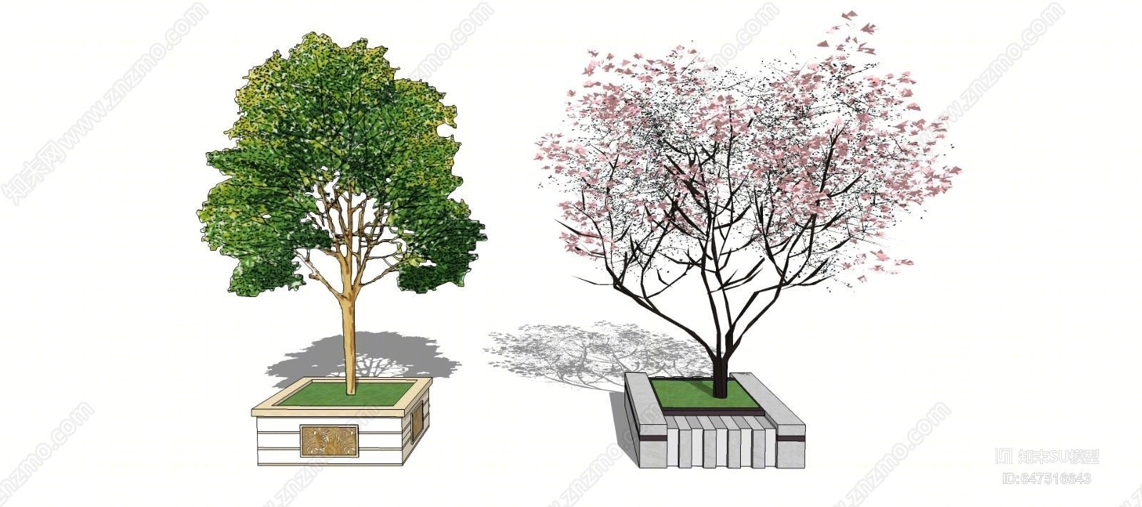 现代方形树池SU模型下载【ID:647516643】