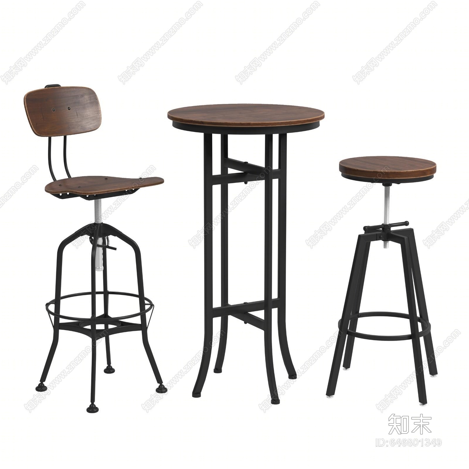 家具 桌子 吧台吧椅组合 酒吧台vr工业风吧椅3d模型下载 id