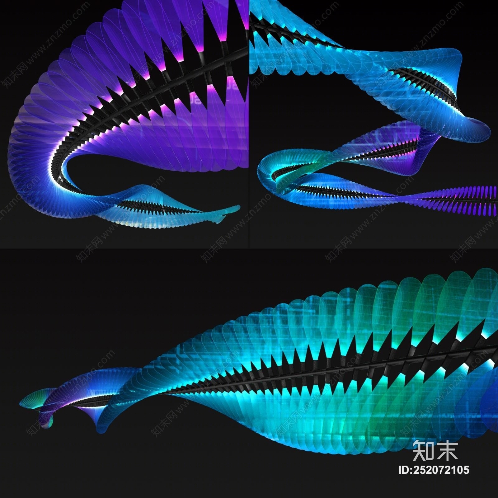 现代酒吧螺旋装饰灯3D模型下载【ID:252072105】