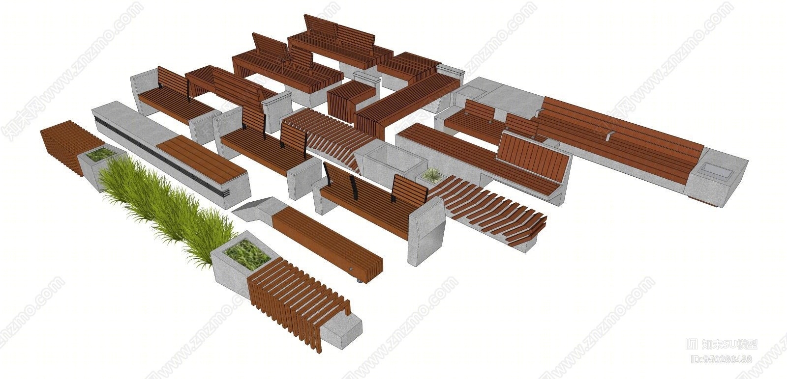 现代风格户外休闲石材SU模型下载【ID:950286488】