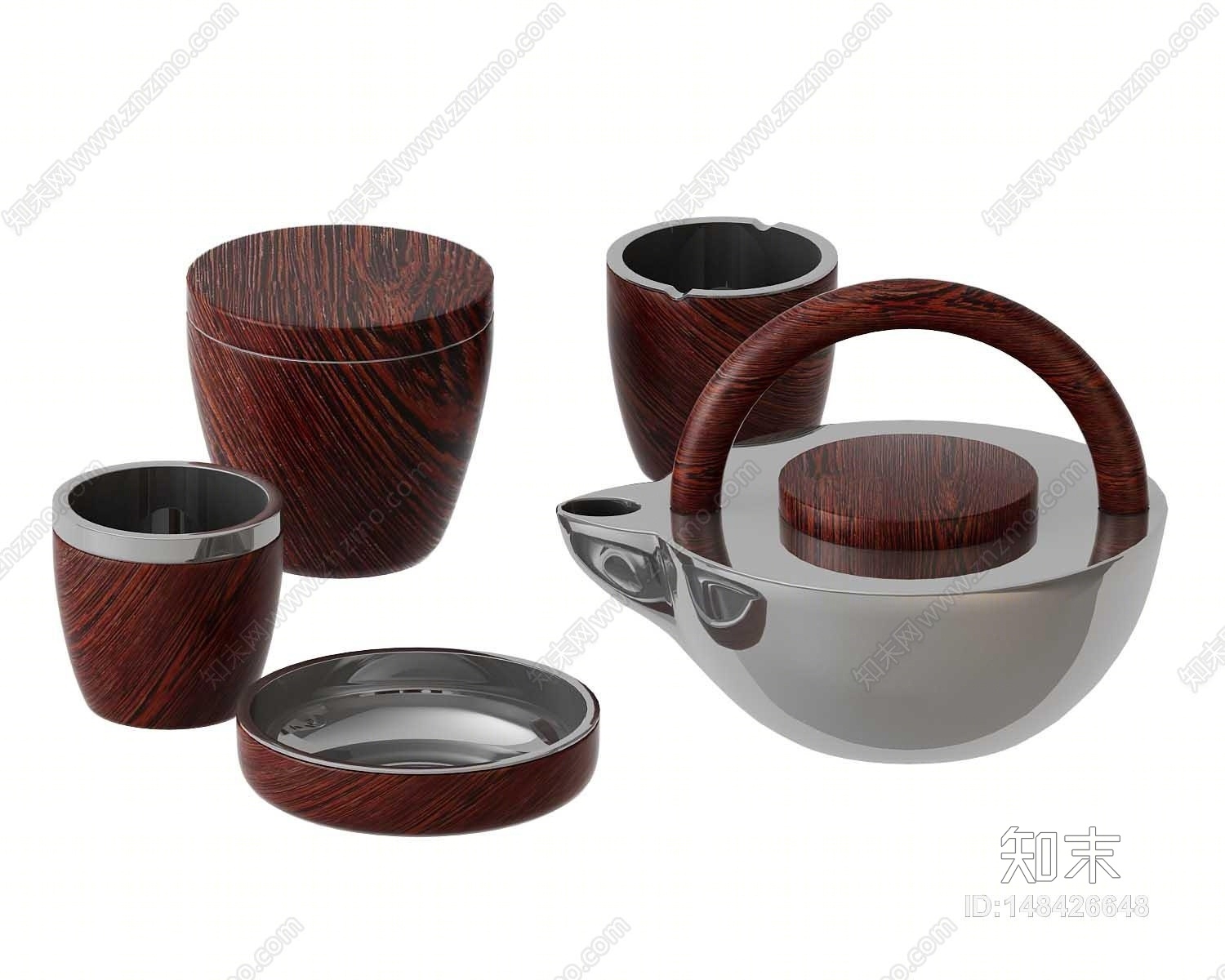 中式茶具组合3D模型下载【ID:148426648】
