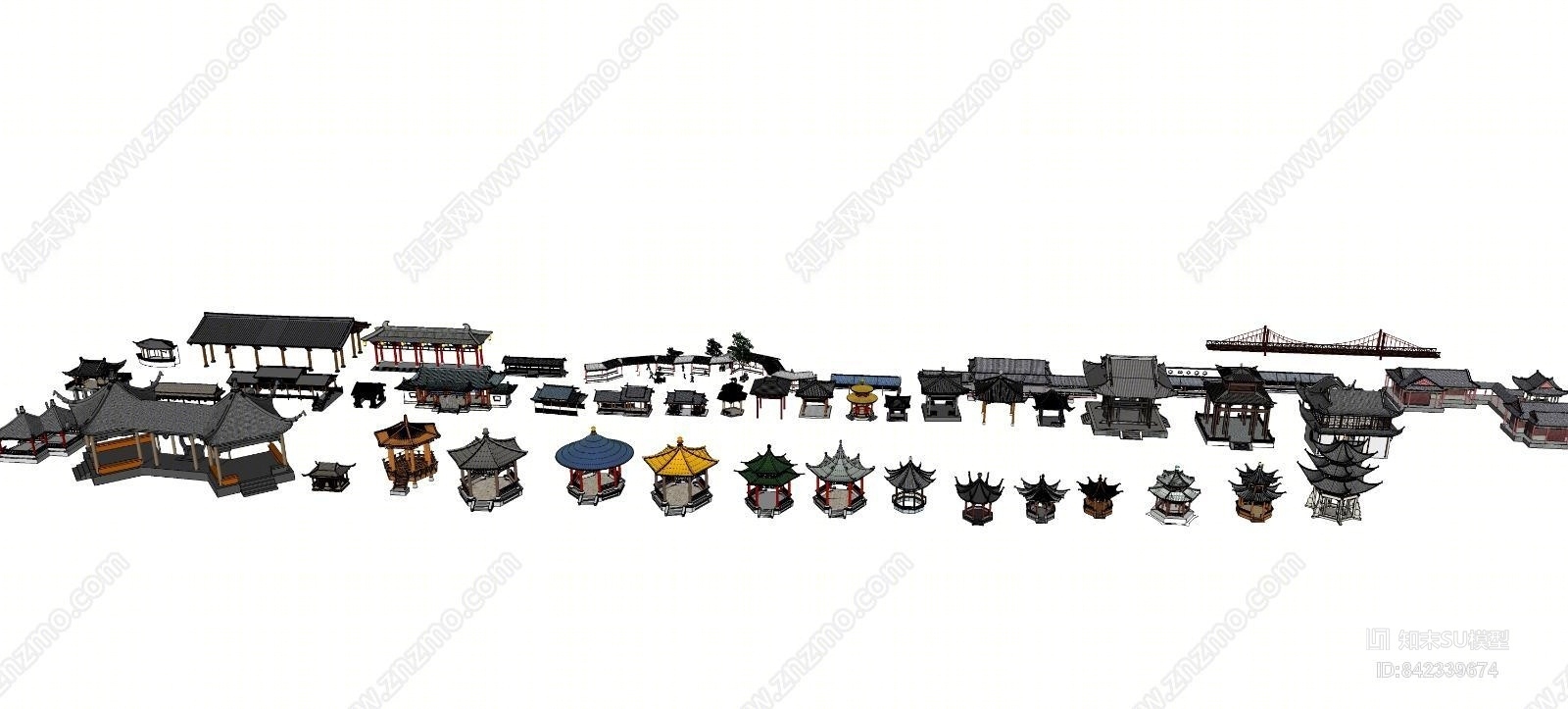 古典廊架SU模型下载【ID:842339674】