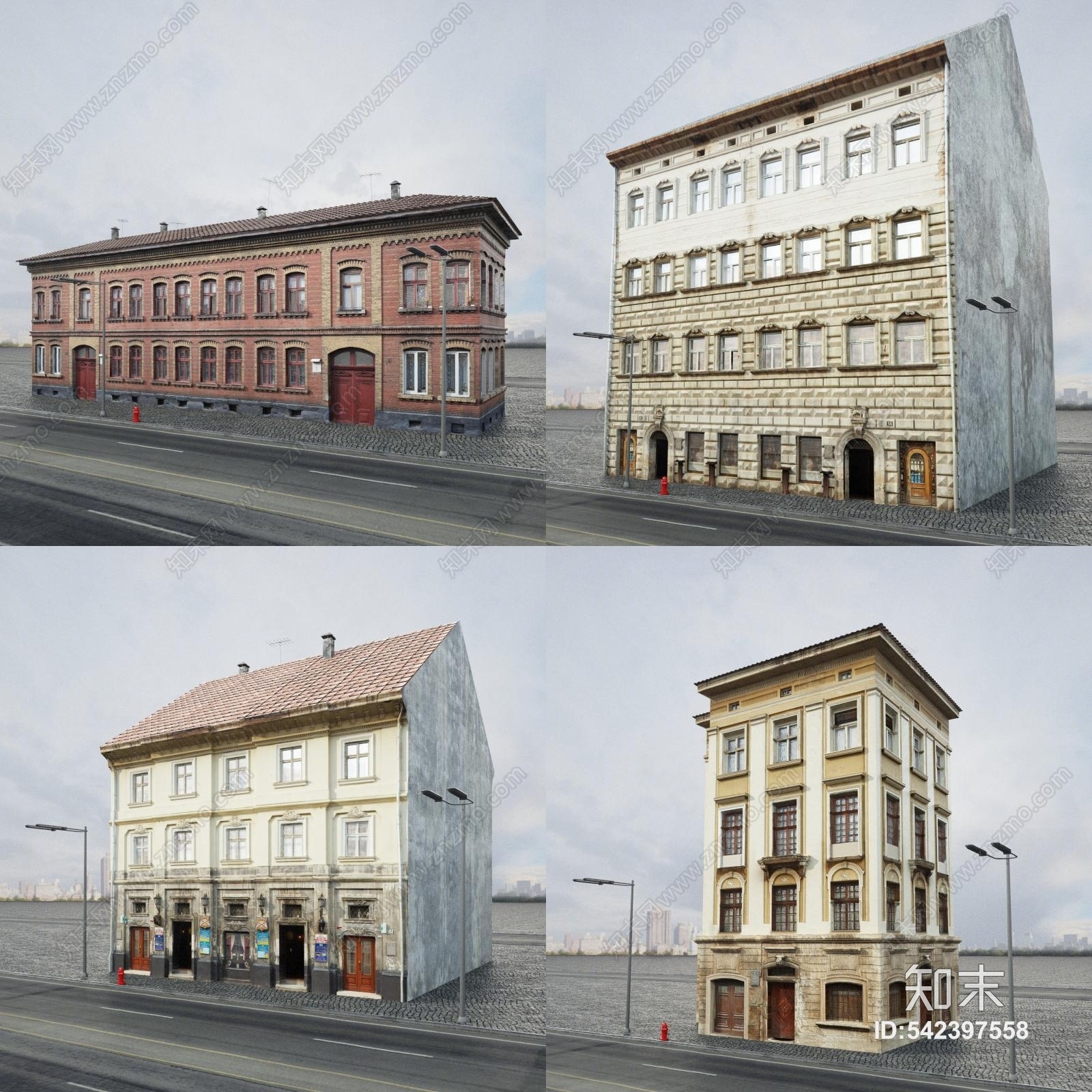 欧式古典建筑房屋3D模型下载【ID:542397558】