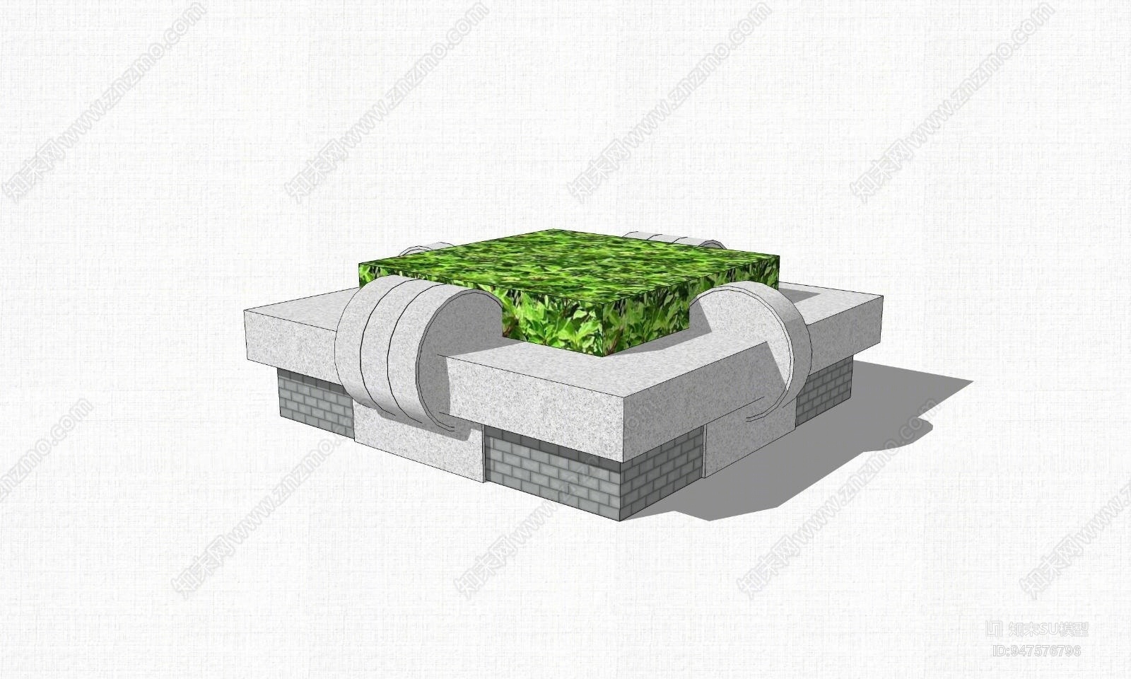 现代方形树池SU模型下载【ID:947576796】