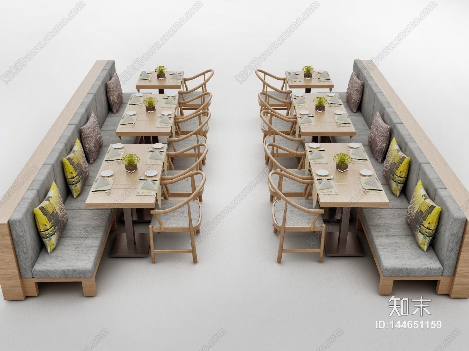 现代卡座沙发3D模型下载【ID:144651159】