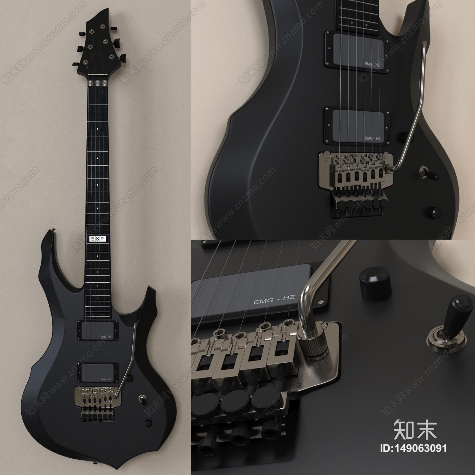 现代电吉他模型3D模型下载【ID:149063091】