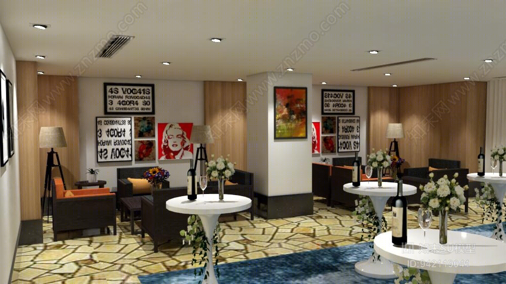 宴会厅SU模型下载【ID:942119041】