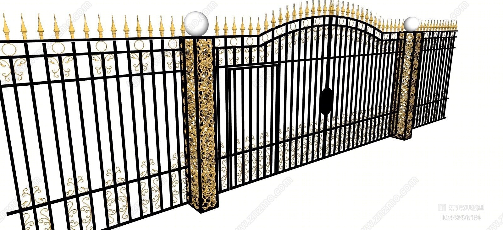 欧式铁艺大门SU模型下载【ID:443475188】